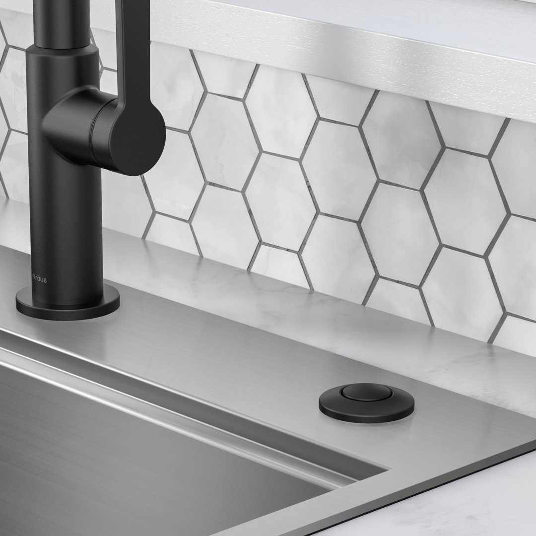 KRAUS Garbage Disposal Air Switch Kit with Push Button, AC Adapter, Power Cord, and Air Tube Included